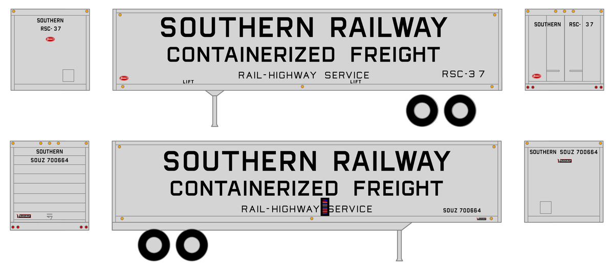 Southern Railway 40 Ft Semi Trailer Or Intermodal Container Black  - Decal