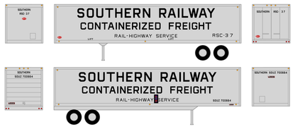 Southern Railway 40 Ft Semi Trailer Or Intermodal Container Black  - Decal