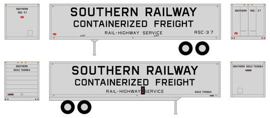 Southern Railway 40 Ft Semi Trailer Or Intermodal Container Black  - Decal
