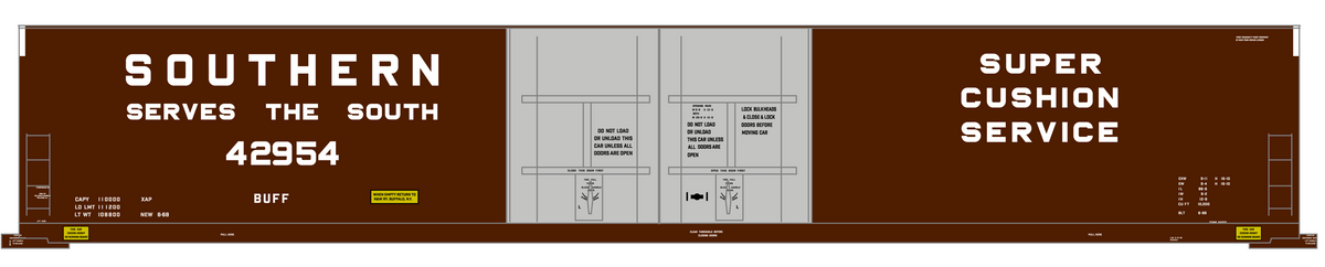 Southern Railway 86 Ft Auto Parts Boxcar White Serves the South