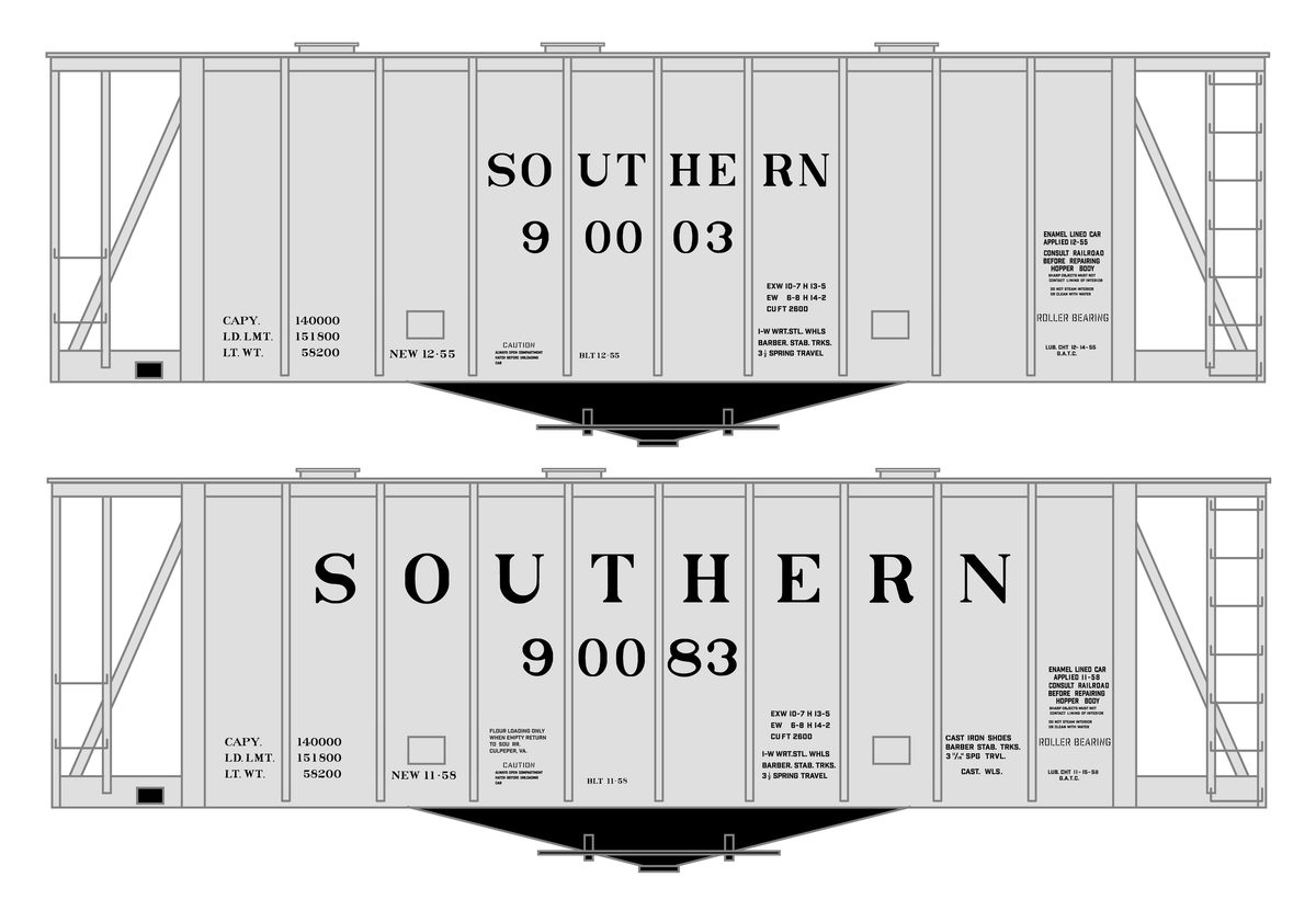 Southern Railway Airslide Hopper Car Black Roman Lettering