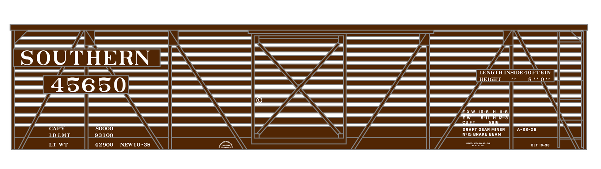 Southern Railway 40 Ft Stock Cars White