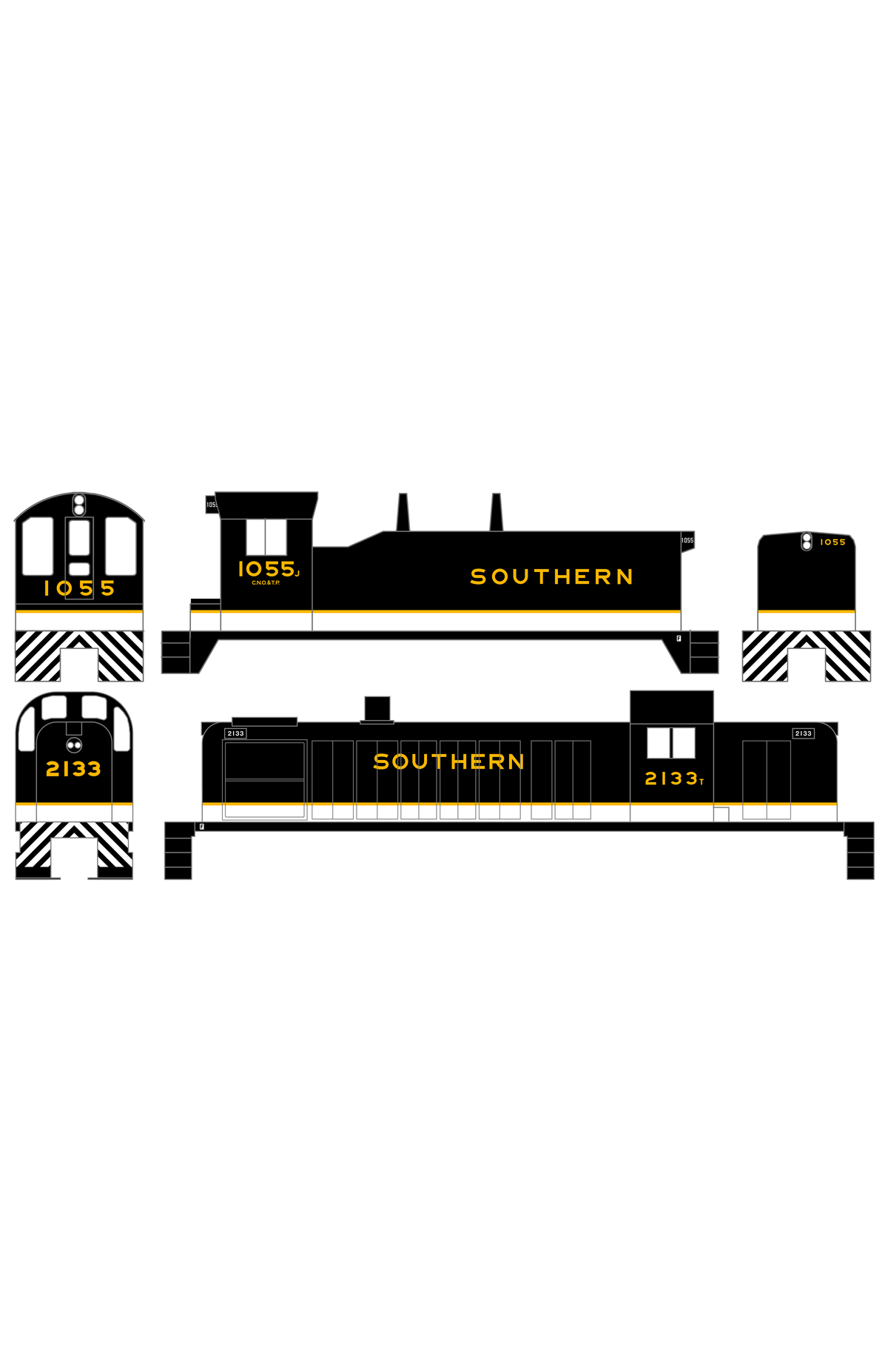 Southern Railway Switcher Diesel Locomotive Gold Black Scheme