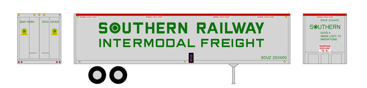 Southern Railway 40 Ft Semi Trailer Green and Red