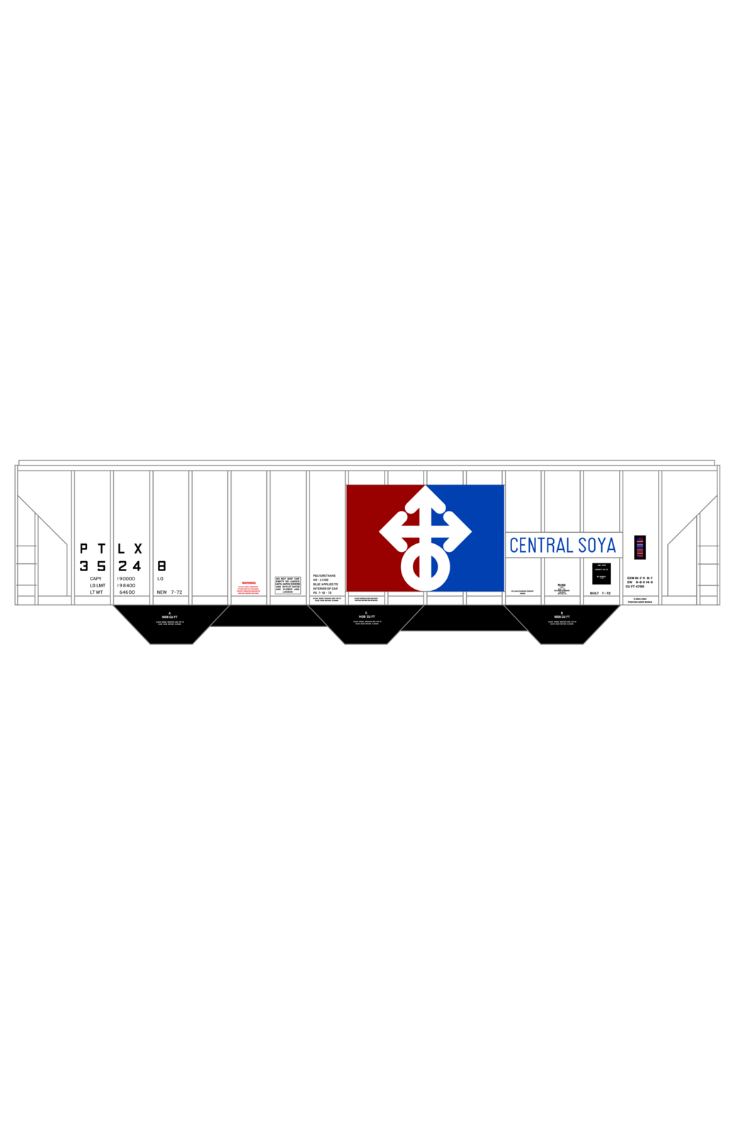 Central Soya 4750 Cu Ft. Covered Hopper Red Blue and Black