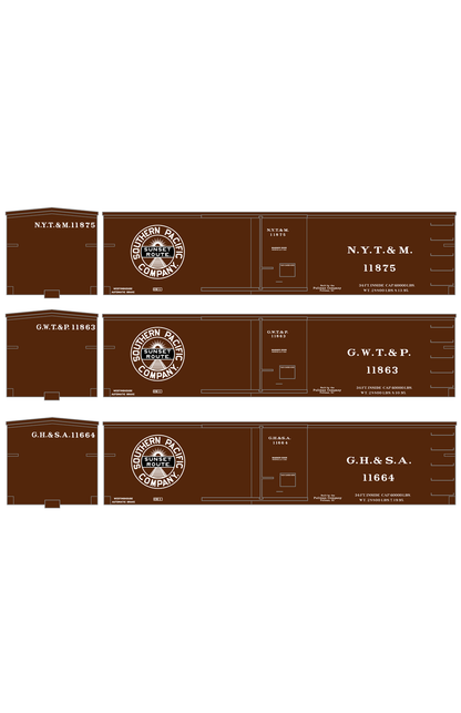 Southern Pacific 34 Ft Wood Boxcar White GH&SA GWT&P NYT&M - Decal