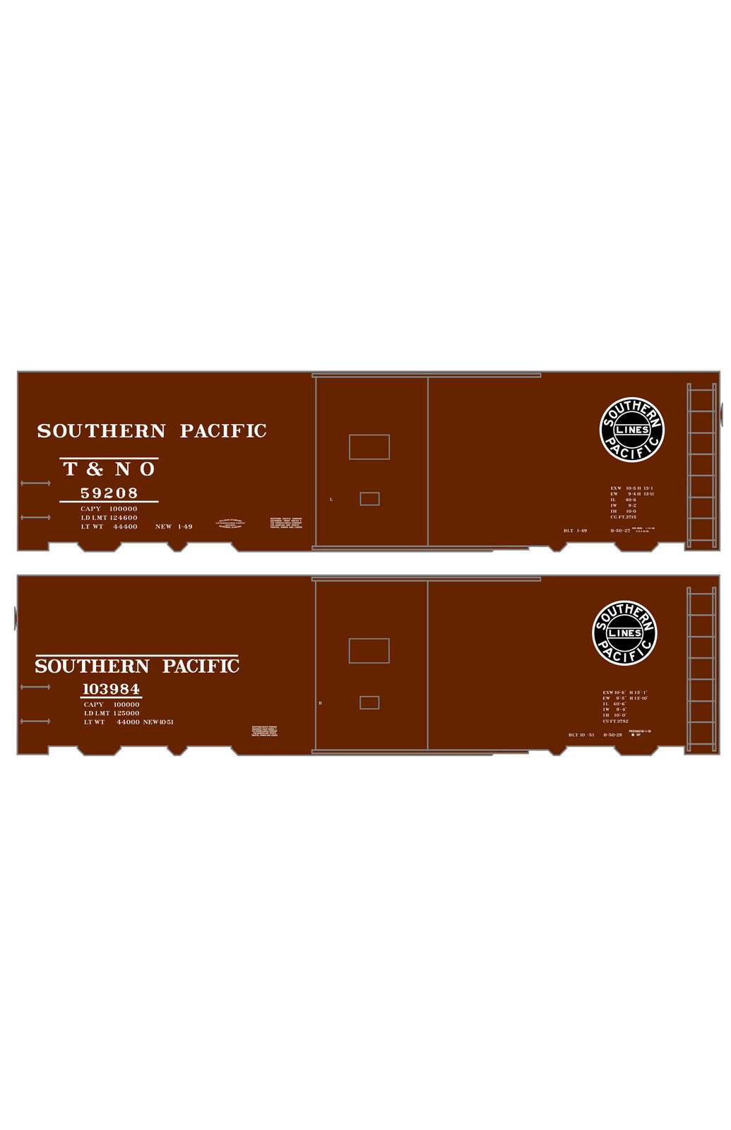Southern Pacific 40 Ft Single Door Boxcar White and Black