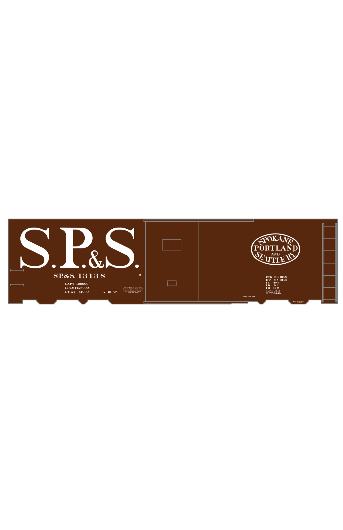 Spokane Portland and Seattle 40 Ft Boxcar White
