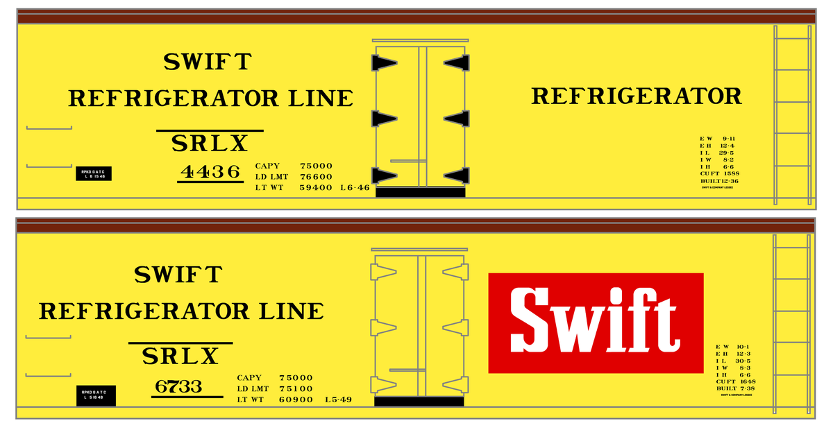 Swift Refrigerator Line Wood Ice Reefer Black and Red For Yellow Car