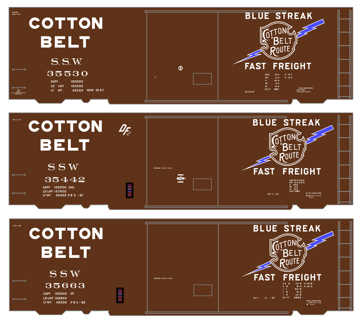 Cotton Belt 40 Ft Boxcar White Block Letter