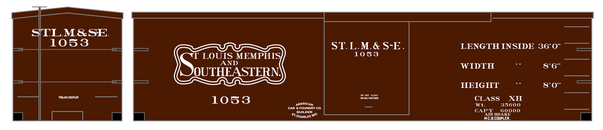 St. Louis Memphis and Southeastern 36 Ft Wood Boxcar White