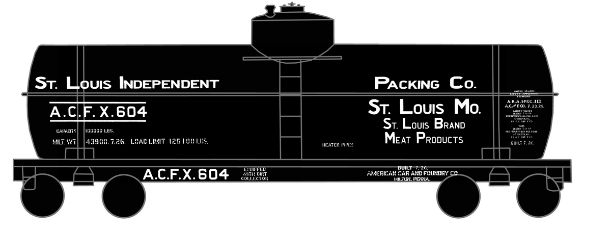 St Louis Independent Packing Tank Car White