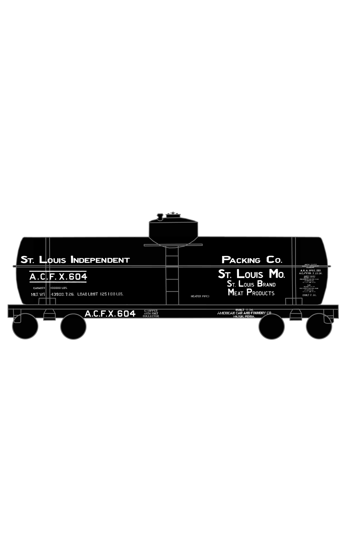 St Louis Independent Packing Tank Car White