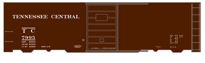 Tennessee Central 40 Ft Boxcar White