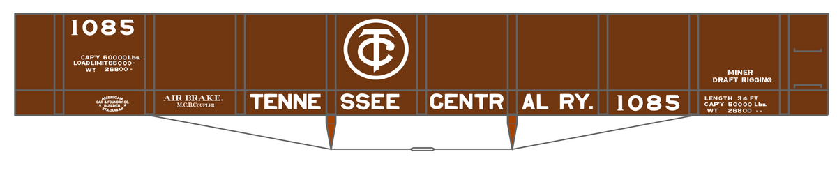 Tennessee Central 34 Ft Wood Gondola White