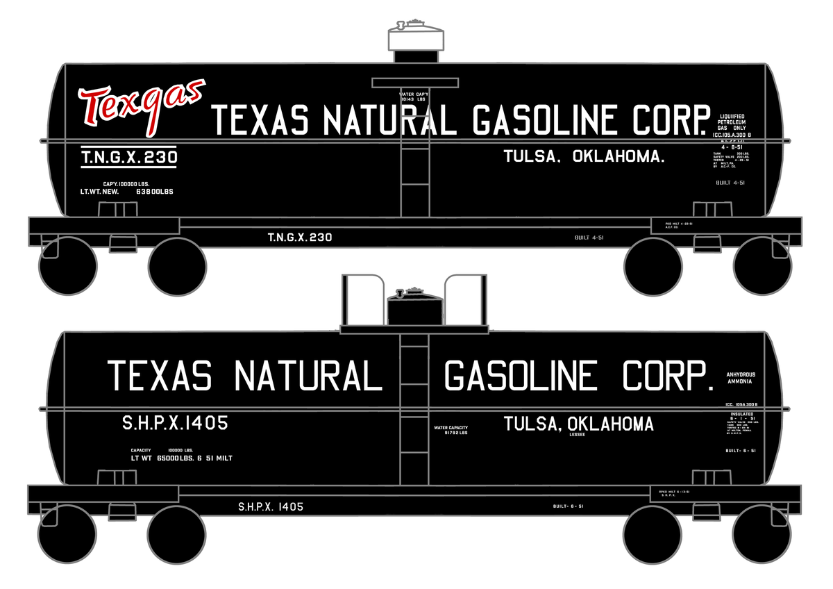 Texas Natural Gasoline Corp ICC-105 Tank Car White and Red Texgas