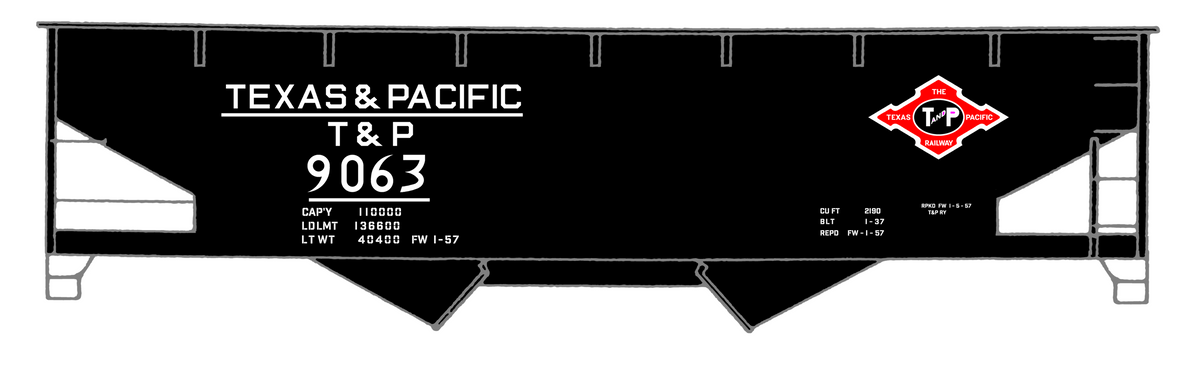 Texas and Pacific Offset Twin Hopper White