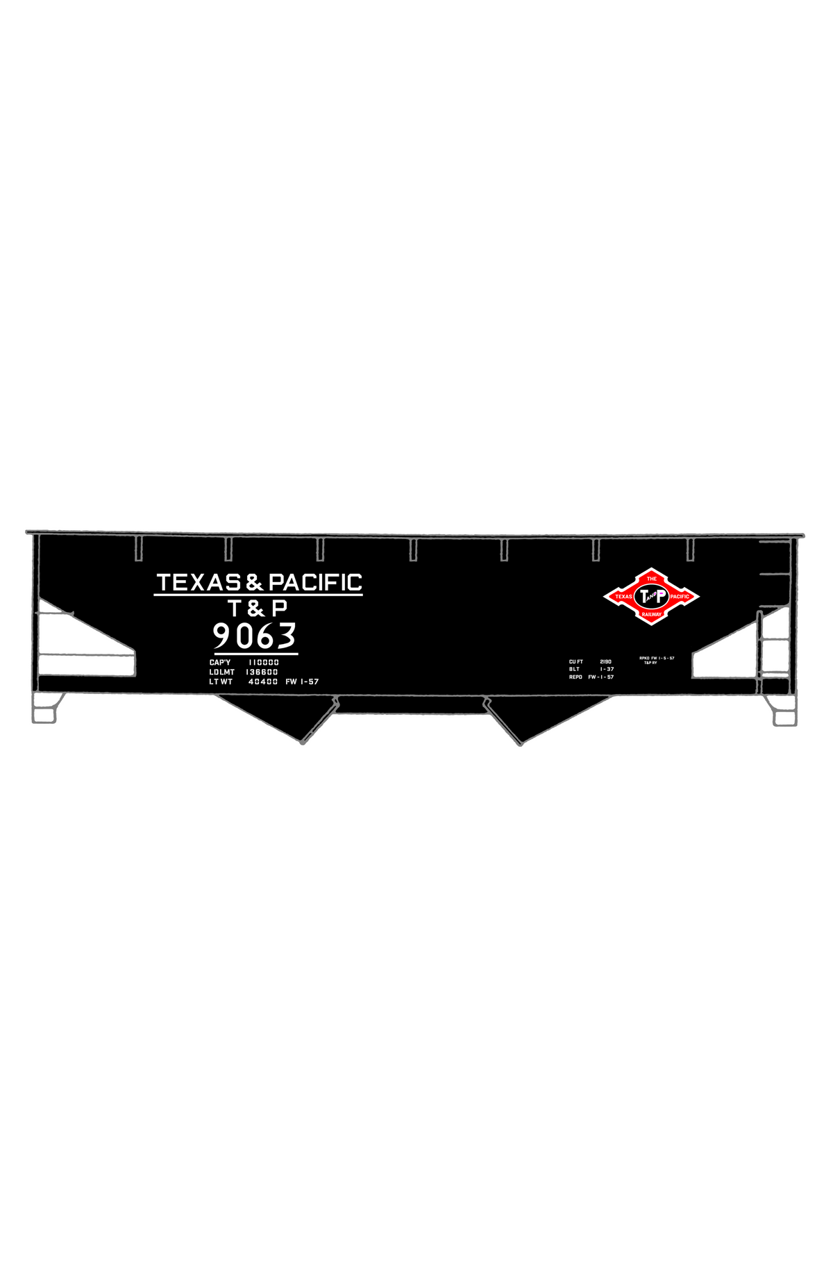 Texas and Pacific Offset Twin Hopper White