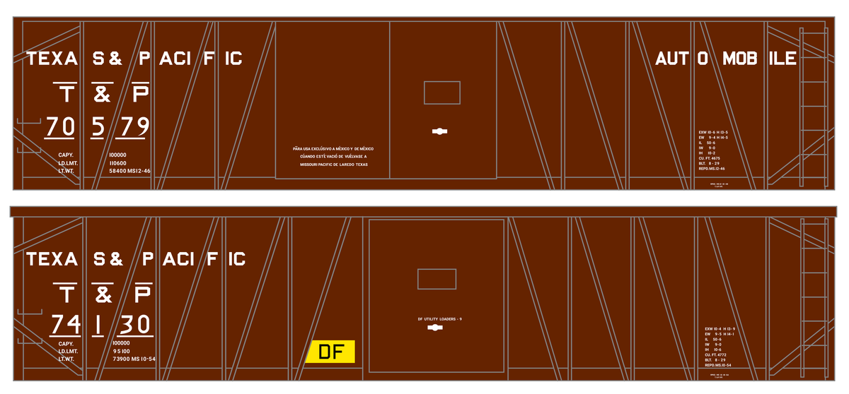 Texas and Pacific 50 Ft Single Sheathed Boxcar White