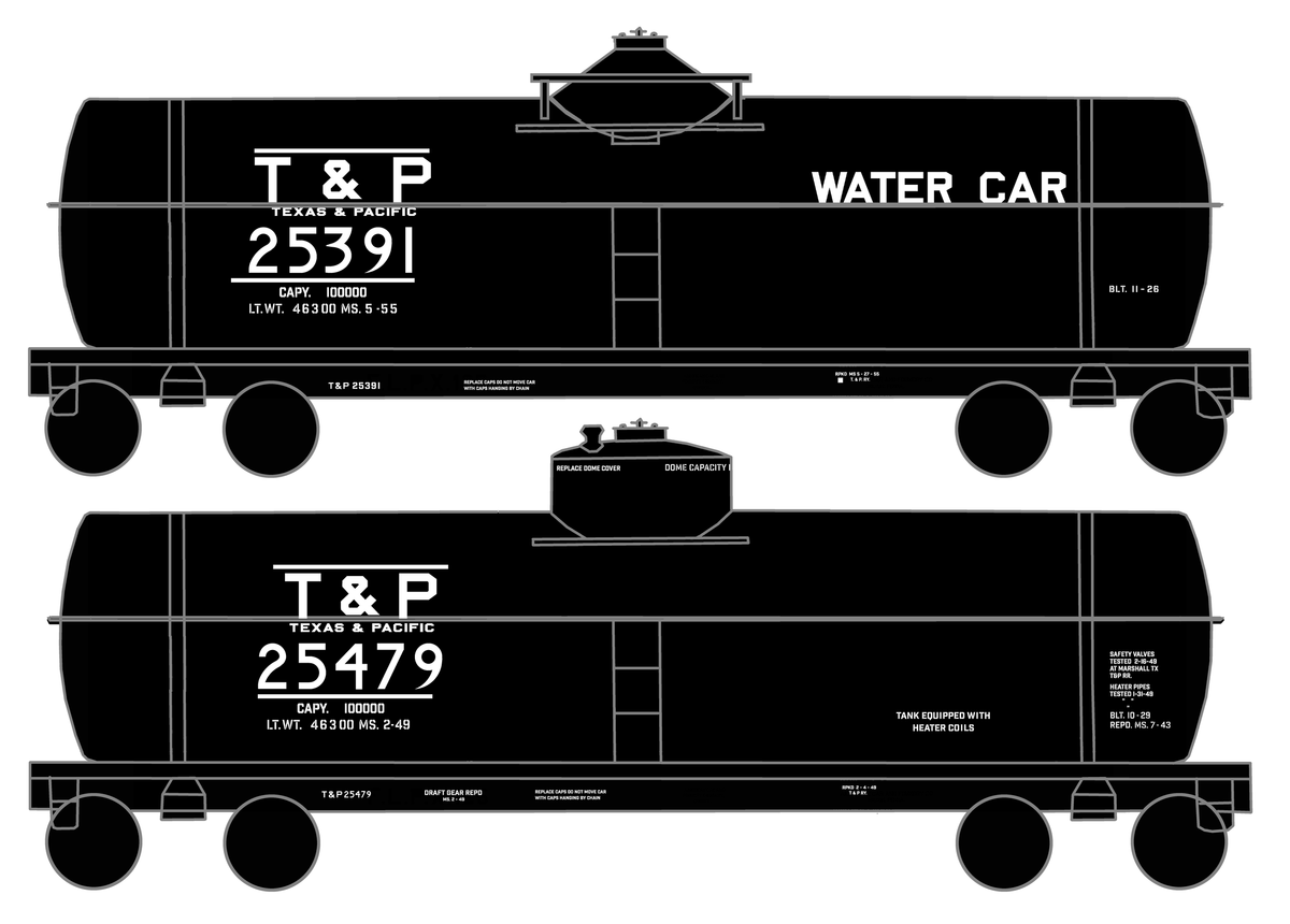 Texas and Pacific Water Car / Tank Car White