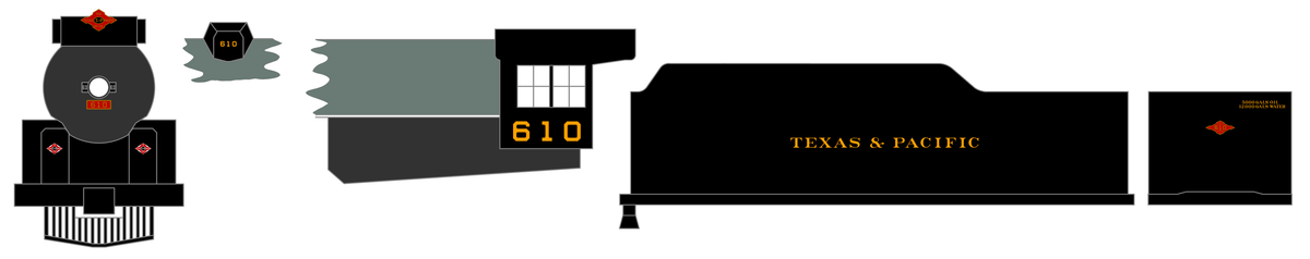 Texas and Pacific Steam Locomotive Dulux Gold  - Decal