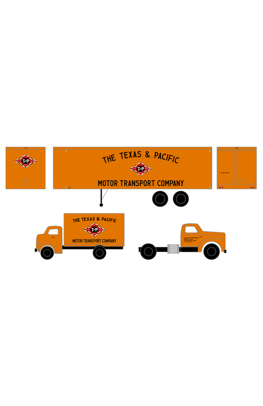 Texas and Pacific Box Truck, Tractor and Semi Trailer Black and Red