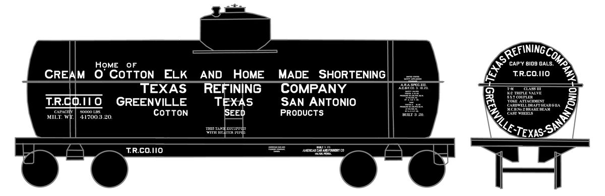 Texas Refining Company Tank Car White Cream O’ Cotton