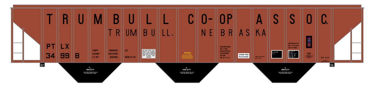 Trumbull Co-Op Assoc. PS-2CD Covered Hopper Black Nebraska