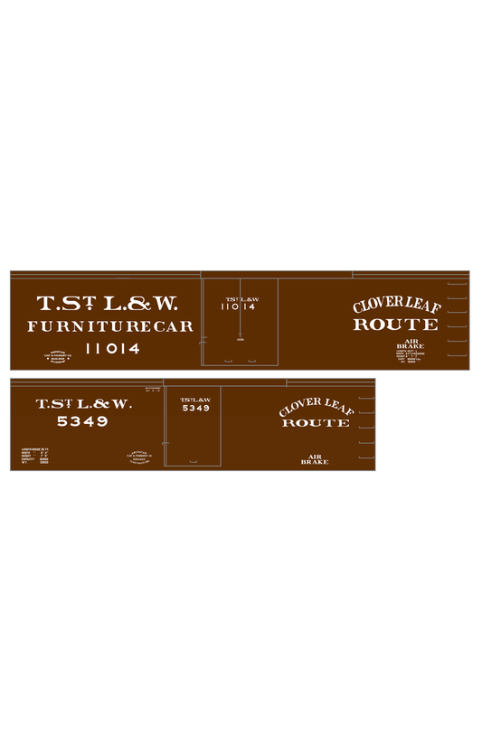 Toledo, St Louis and Western 35 / 45 Ft Wood Boxcar White Clover Leaf Route