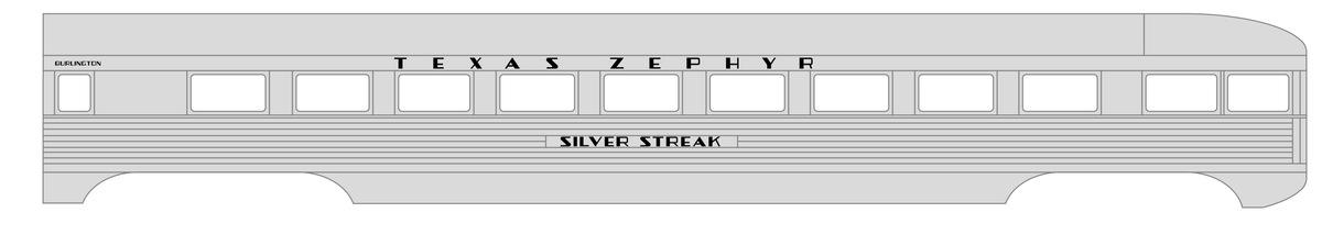 Burlington Texas Zephyr Streamlined Passenger Car Black