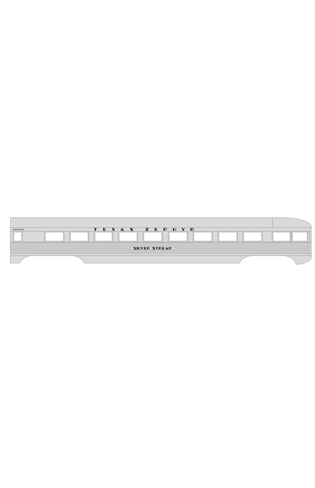 Burlington Texas Zephyr Streamlined Passenger Car Black