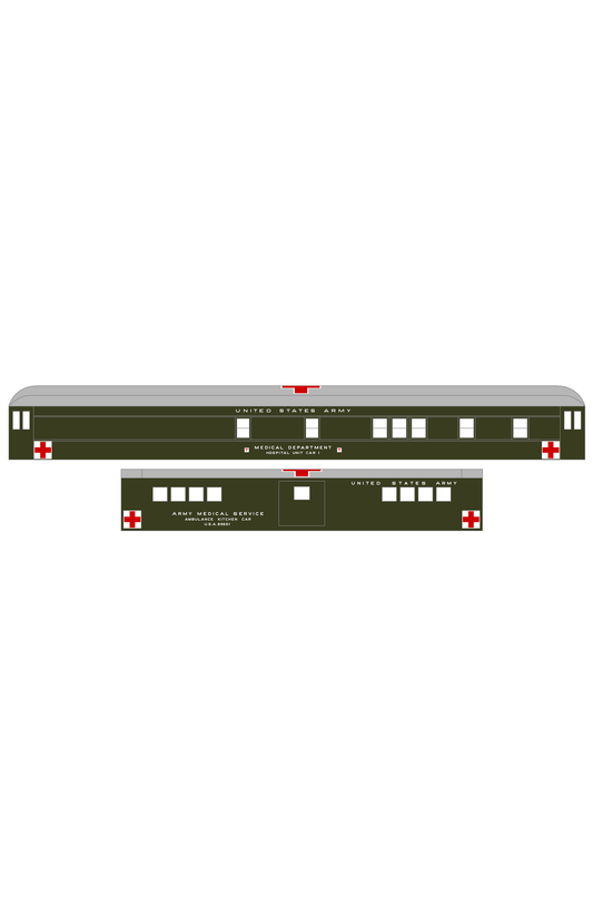 US Army Medical Department Hospital Passenger Car White and Red