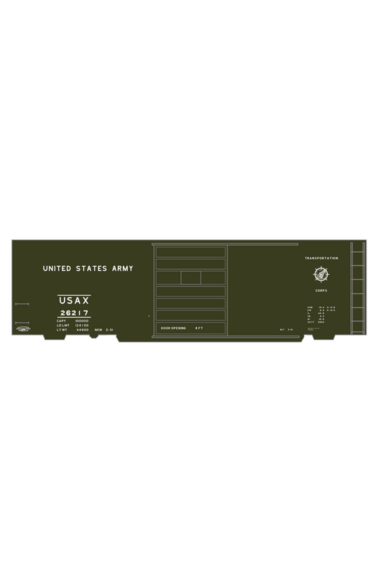 USAX Army Transportation Corps 40 Ft Steel Boxcar White