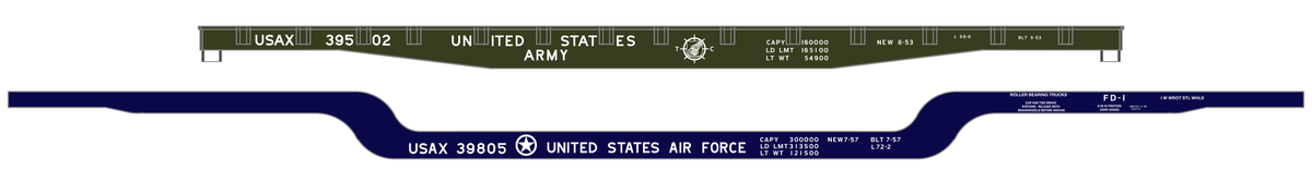 USAX Army and Air Force Flat Car White