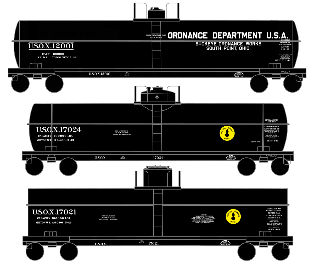 US Govt. Ordnance Dept Tank Car White and Yellow WWII Era