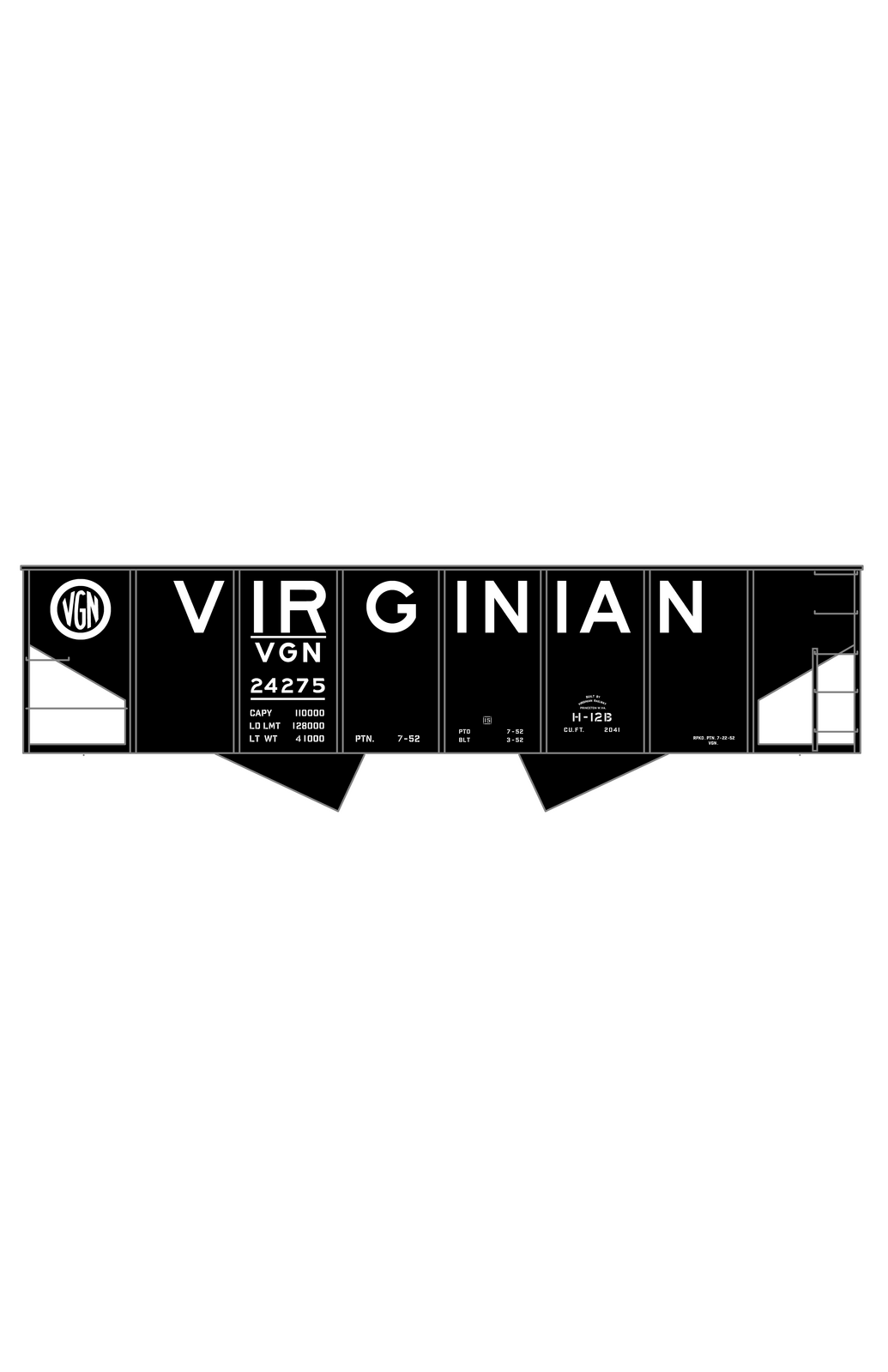 Virginian 55 Ton Twin Hopper White