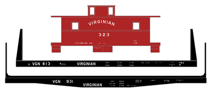 Virginian Flat Car and Caboose White  - Decal