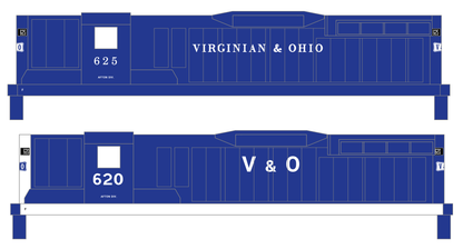 Virginian and Ohio Diesel Locomotive White and Blue Early Schemes