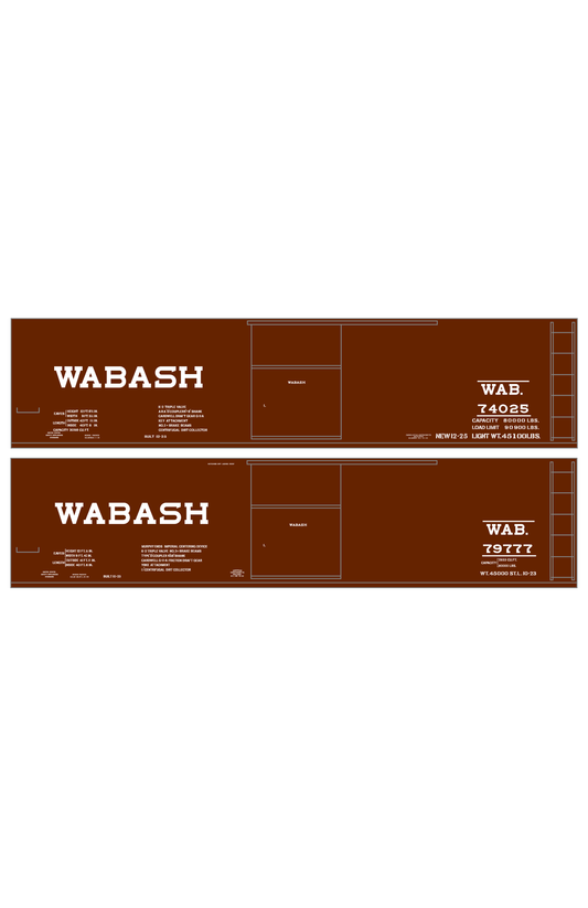 Wabash Railroad 40 Ft Double Sheathed Boxcars White 1920s Era