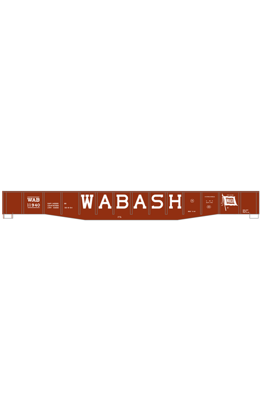 Wabash Railroad 52 Ft Gondola White