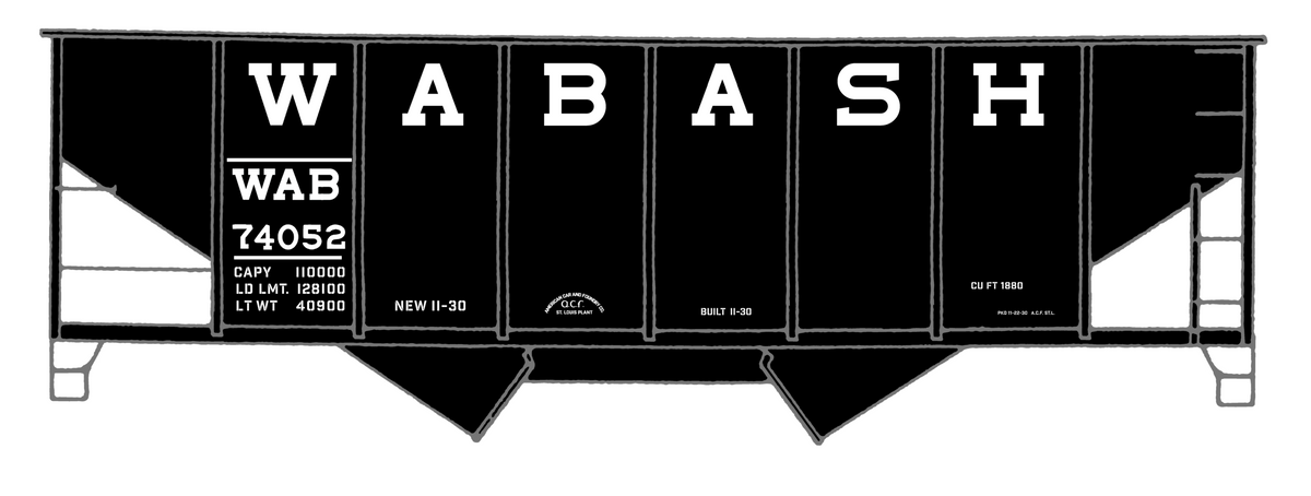 Wabash Railroad Ribbed Twin Hopper White