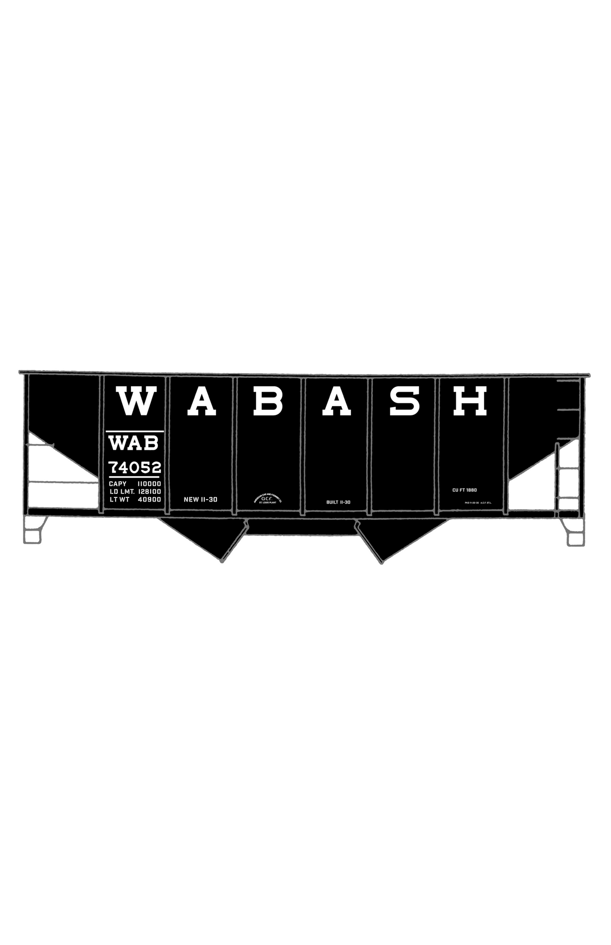 Wabash Railroad Ribbed Twin Hopper White