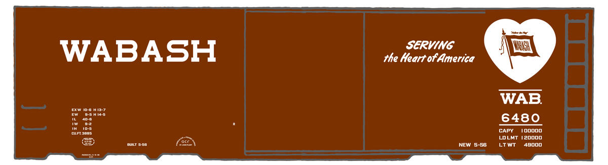 Wabash Railroad 40 Ft Boxcar White Heart Logo