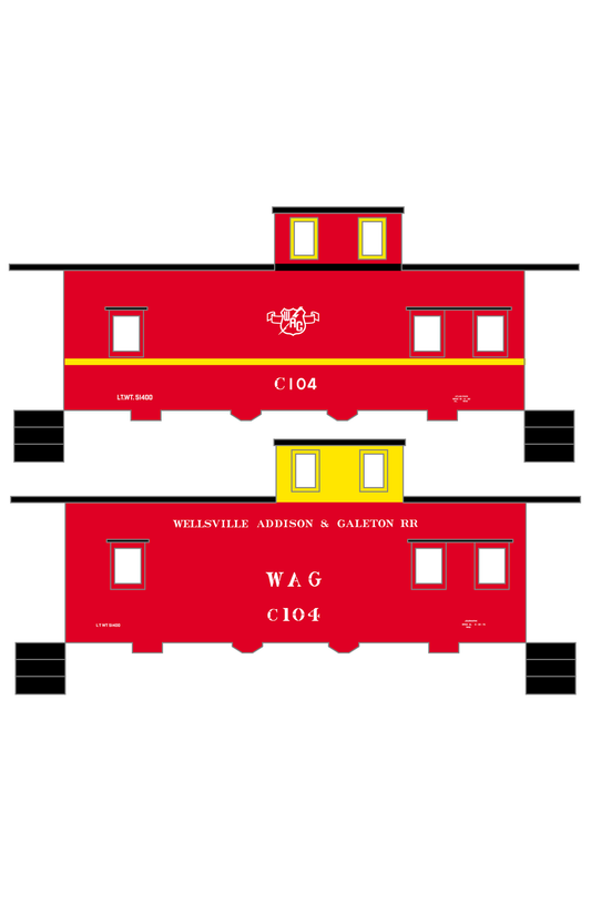 Wellsville, Addison and Galeton Caboose White, Black and Yellow