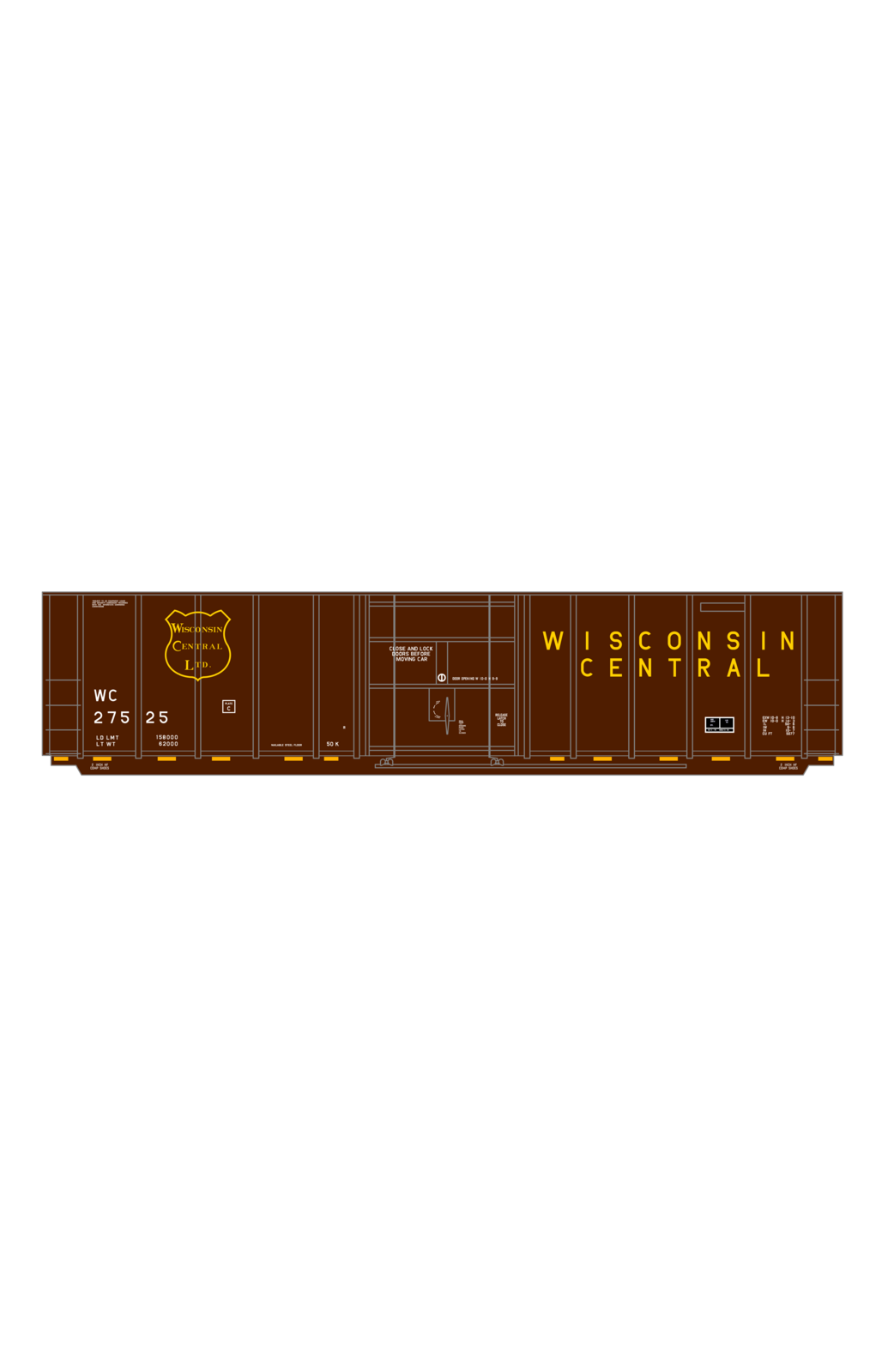 Wisconsin Central 50 Ft Ribbed Boxcar Yellow