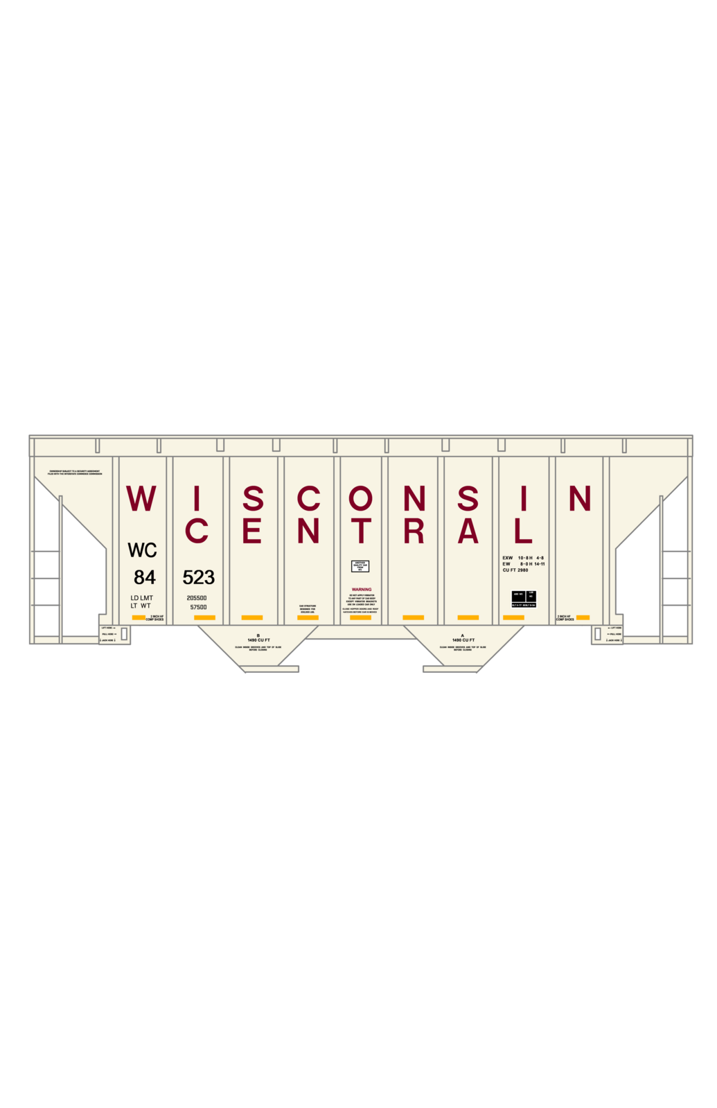 Wisconsin Central 3000 Cu Ft Covered Hopper Maroon