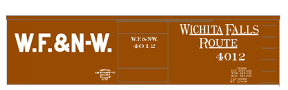 Wichita Falls & Northwestern 36 Ft Boxcar White Wichita Falls Route