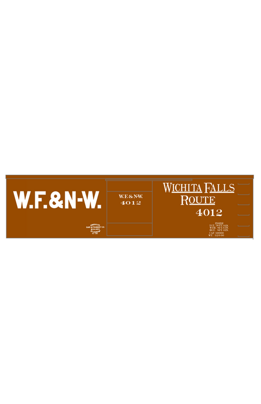 Wichita Falls & Northwestern 36 Ft Boxcar White Wichita Falls Route