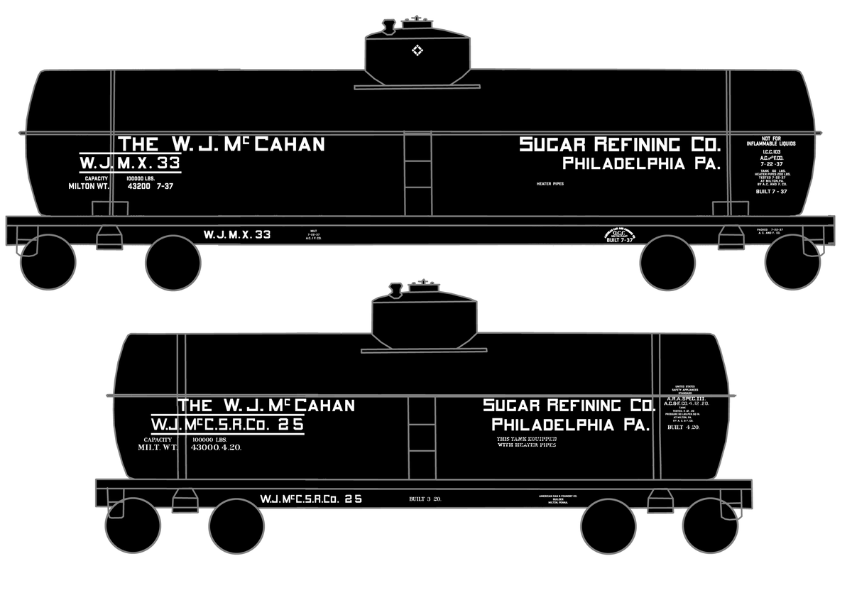 W.J. McCahan Sugar Tank Car White Philadelphia