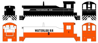 Waterloo Railroad Diesel Locomotive Black and White